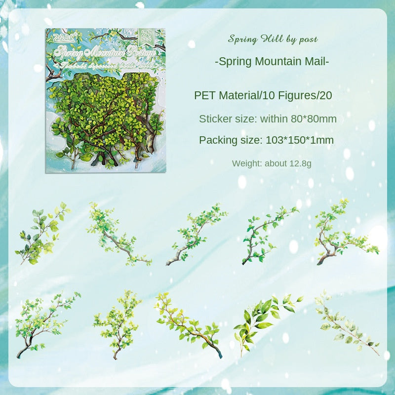 Chunyu Muye Transparent Waterproof PET Sticker Pack, DIY Decoration Stickers for Bullet Journals and Diaries, Cross-border Plant and Flower Stickers