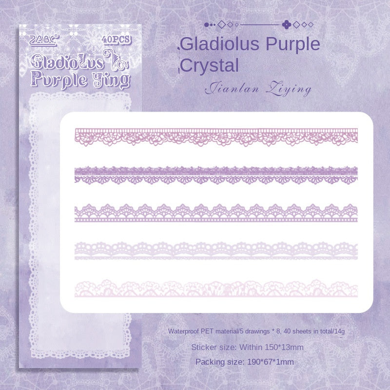 Bud Dream Transparent Waterproof PET Lace Border Stickers. DIY Handmade Journal and Diary Decoration Materials. Cross-border Handmade Journal Stickers