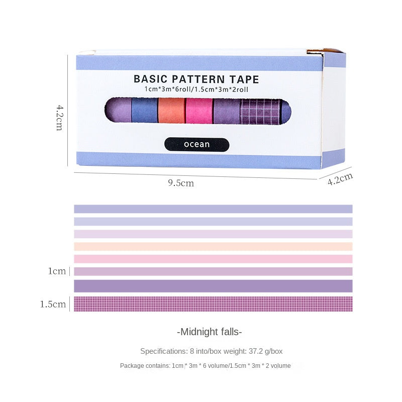 Basic Handmade Journal Boxed Washi Tape. Ins-style Salty Aesthetic, Rainbow, Retro-colored Grid Tape. DIY Handwritten Tape