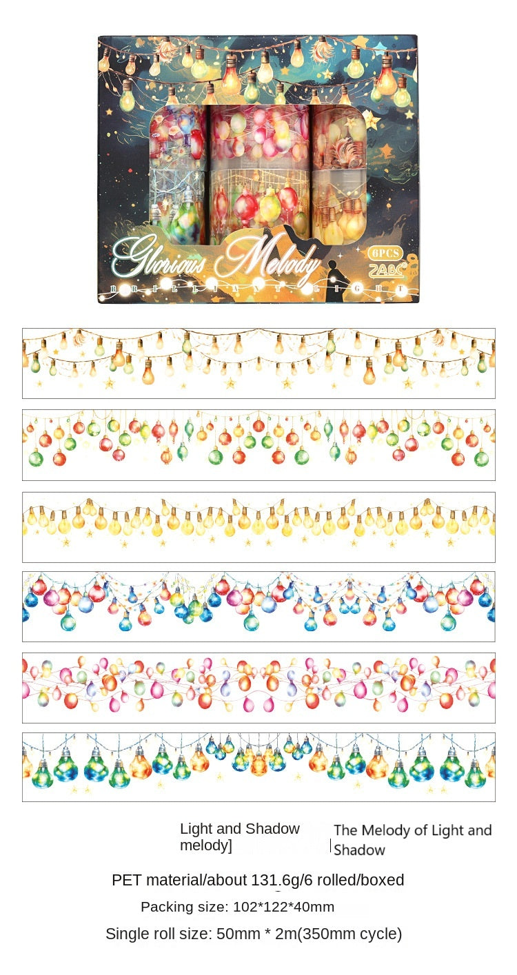 Dream of Light and Shadow Transparent Waterproof PET Tape Set, DIY Handmade Journal and Diary Stickers, Cross-border Handmade Journal Scenery Decoration Tape Stickers