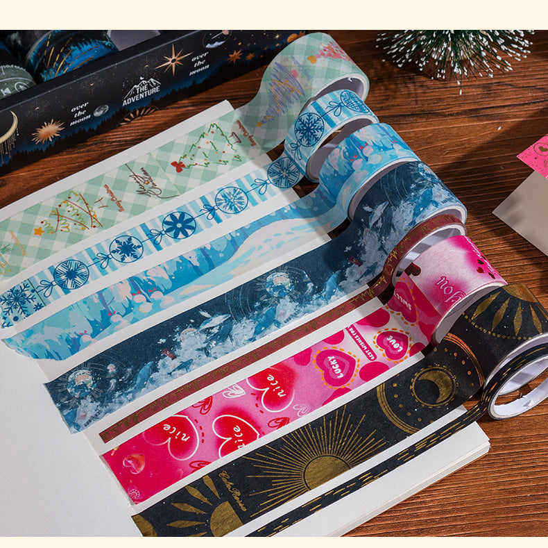 Boxed Washi Tape, Christmas-themed Tape, Valentine's Day-themed Tape, Starry Sky-themed Tape, Winter Love Song-themed Tape, DIY Gold Foil Stamping Tape