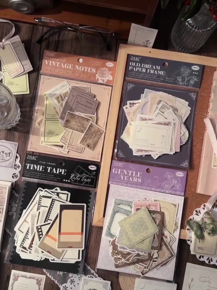 Nostalgic Time Handmade Journal Material Paper. DIY Base and Scene-setting Decoration Material. Non-adhesive Message and Note-taking Handmade Journal Notepaper