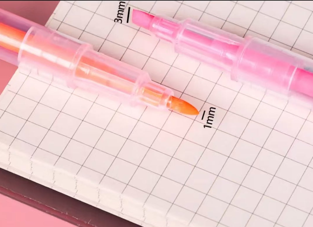 which are used for marking in children's accounting and dry quickly.6 double-headed highlighters in 6 colors.
