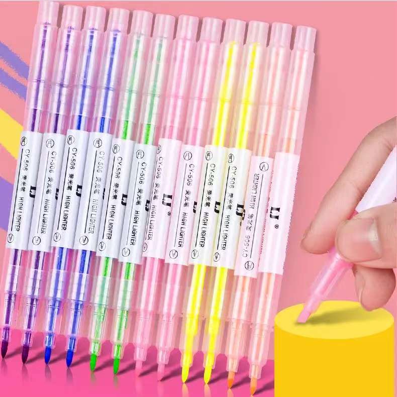 which are used for marking in children's accounting and dry quickly.6 double-headed highlighters in 6 colors.
