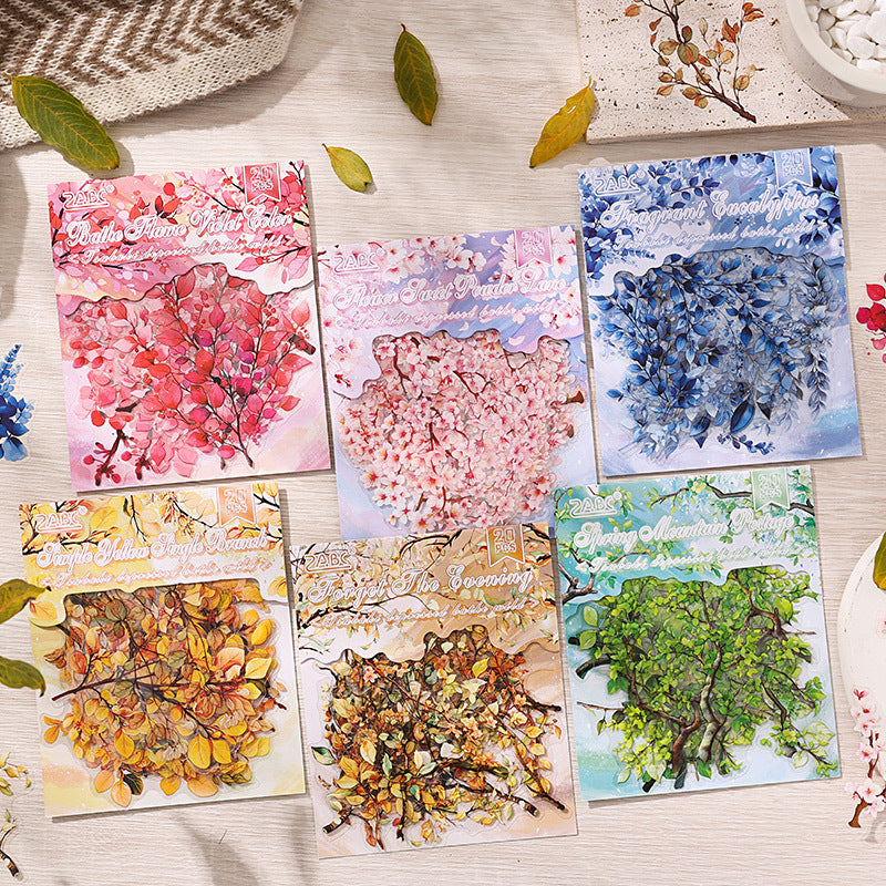 Chunyu Muye Transparent Waterproof PET Sticker Pack, DIY Decoration Stickers for Bullet Journals and Diaries, Cross-border Plant and Flower Stickers