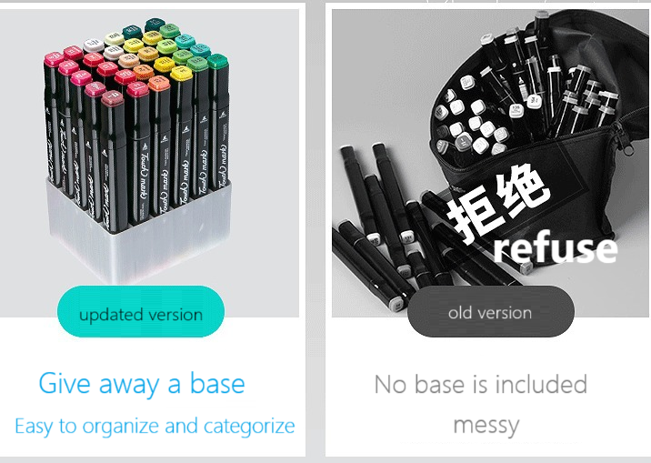 Marker pen sets with a wide range of colors