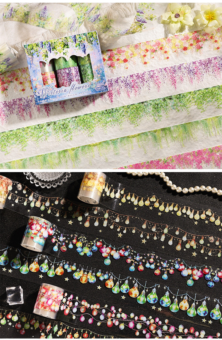 Dream of Light and Shadow Transparent Waterproof PET Tape Set, DIY Handmade Journal and Diary Stickers, Cross-border Handmade Journal Scenery Decoration Tape Stickers