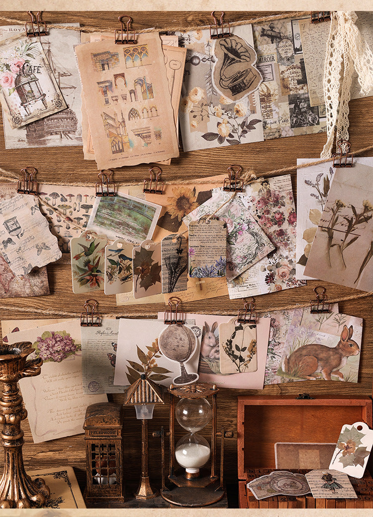 Dusk Ode Series American Retro Decorative Material Paper, DIY Handmade Journaling, Sticky Note, Collage Card, Non-adhesive Sticky Note Paper