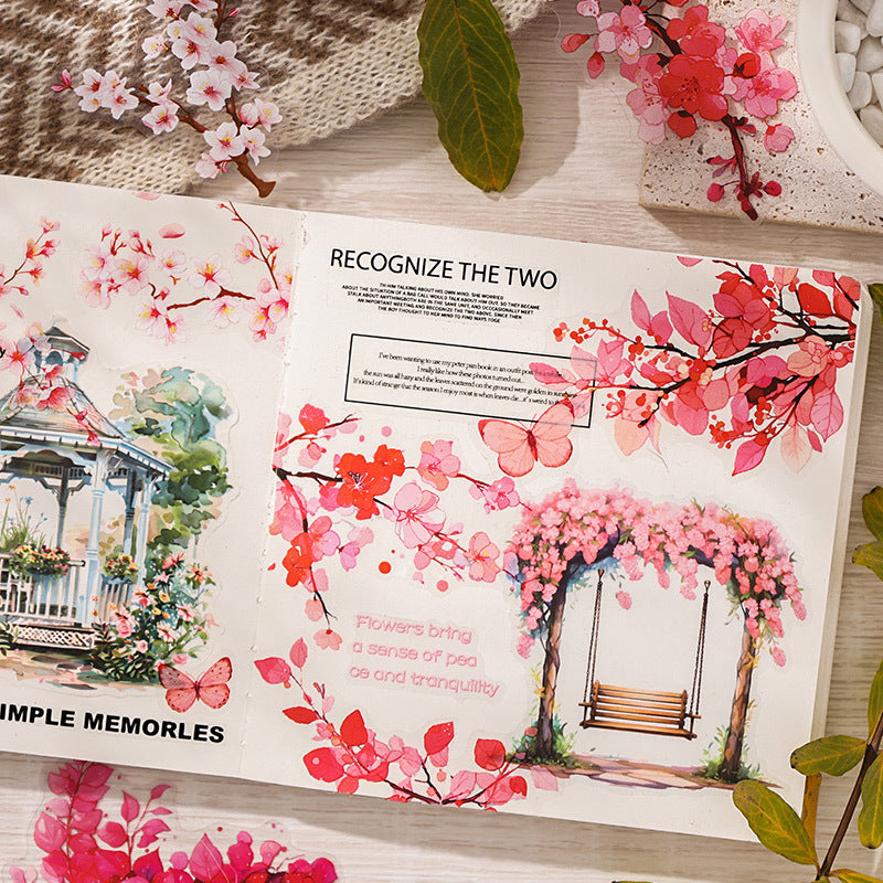 Chunyu Muye Transparent Waterproof PET Sticker Pack, DIY Decoration Stickers for Bullet Journals and Diaries, Cross-border Plant and Flower Stickers