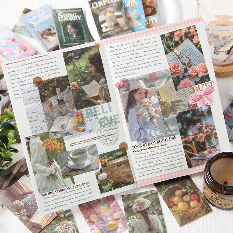 Retro-style Notepaper with Distinctive Taste and Layout Patterns. Non-adhesive Material Paper, Cross-border Handmade Journal and Diary Base Decoration Material, suitable for Dou Dou Ben (a kind of small handmade book).
