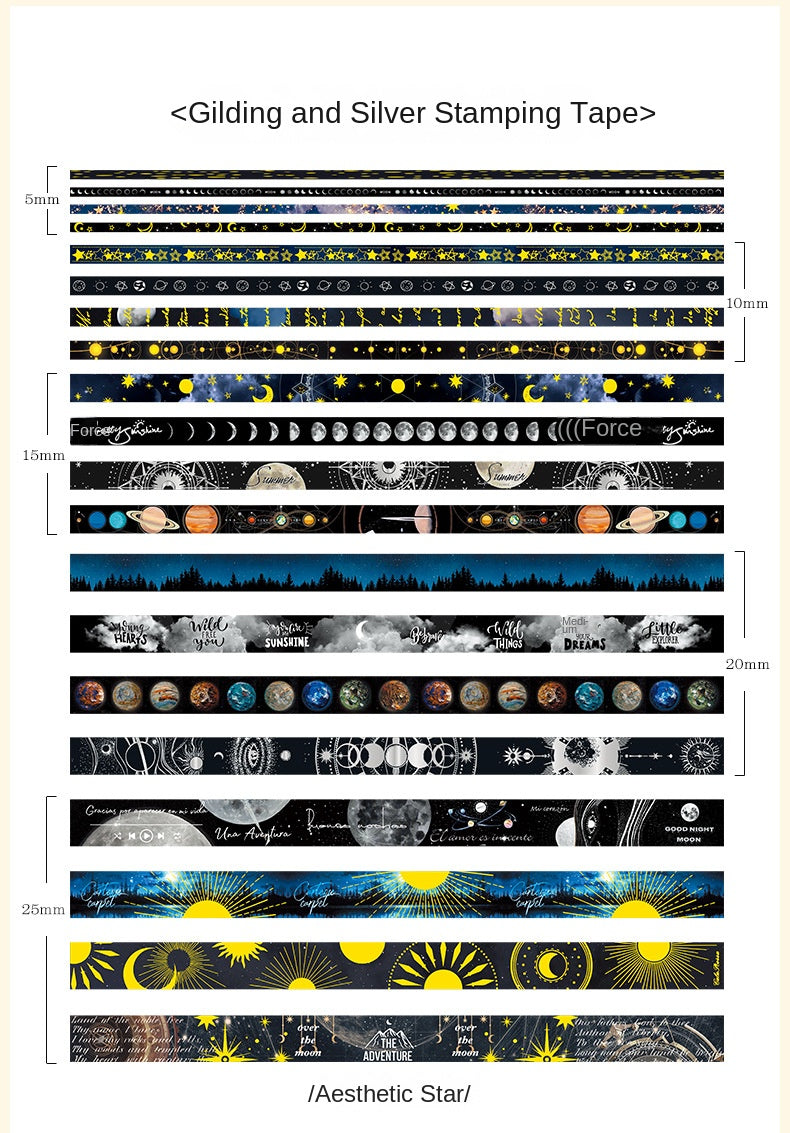 Boxed Washi Tape, Christmas-themed Tape, Valentine's Day-themed Tape, Starry Sky-themed Tape, Winter Love Song-themed Tape, DIY Gold Foil Stamping Tape