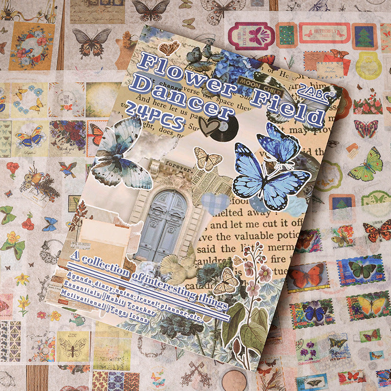 Fun Collection Washi Tape Sticker Book, DIY Handmade Journal, Diary Decoration Material, Sticker Art, Retro Stickers of Animals, Plants, Flowers and Herbs