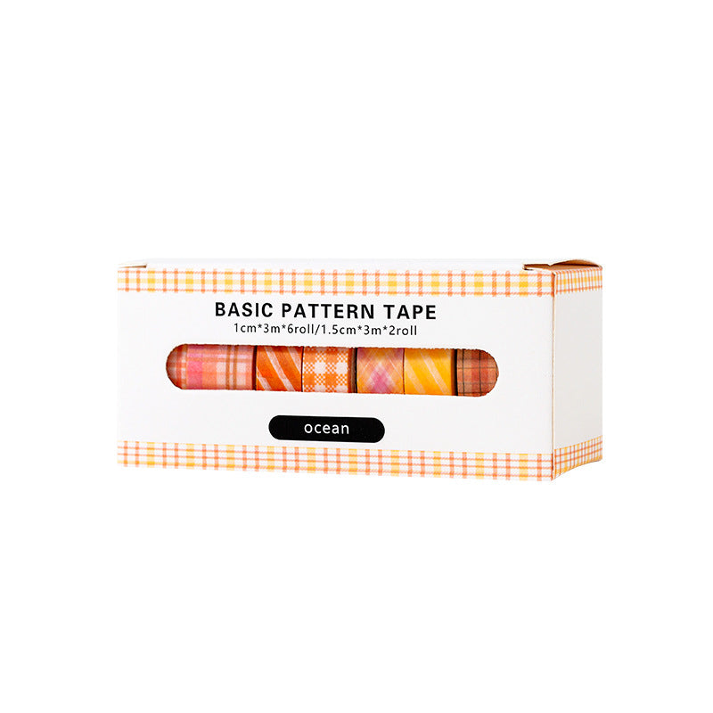 Basic Handmade Journal Boxed Washi Tape. Ins-style Salty Aesthetic, Rainbow, Retro-colored Grid Tape. DIY Handwritten Tape