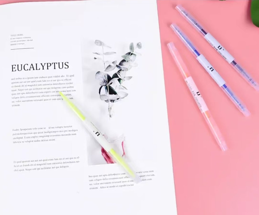 which are used for marking in children's accounting and dry quickly.6 double-headed highlighters in 6 colors.