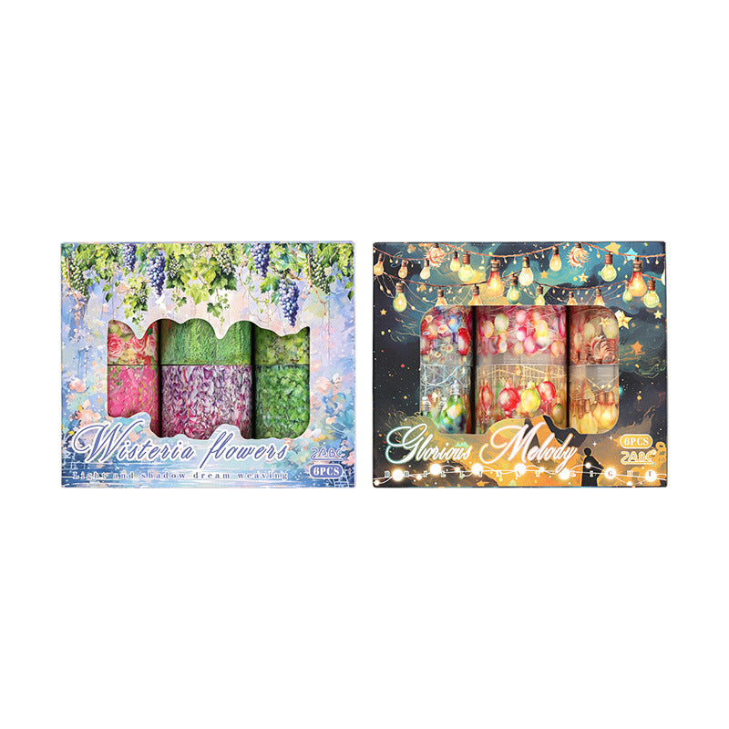 Dream of Light and Shadow Transparent Waterproof PET Tape Set, DIY Handmade Journal and Diary Stickers, Cross-border Handmade Journal Scenery Decoration Tape Stickers