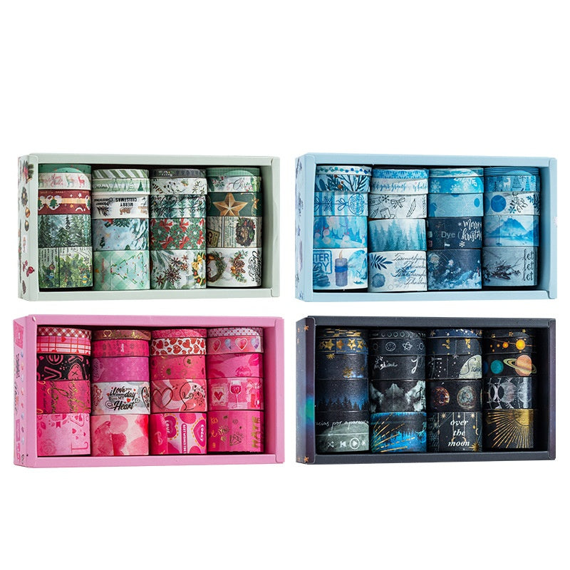 Boxed Washi Tape, Christmas-themed Tape, Valentine's Day-themed Tape, Starry Sky-themed Tape, Winter Love Song-themed Tape, DIY Gold Foil Stamping Tape