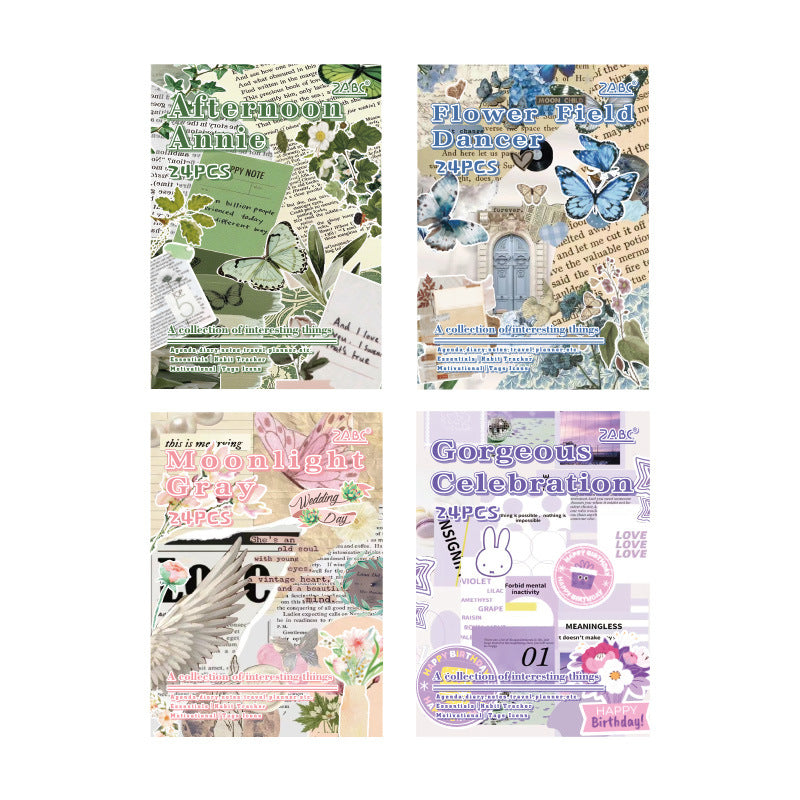 Fun Collection Washi Tape Sticker Book, DIY Handmade Journal, Diary Decoration Material, Sticker Art, Retro Stickers of Animals, Plants, Flowers and Herbs