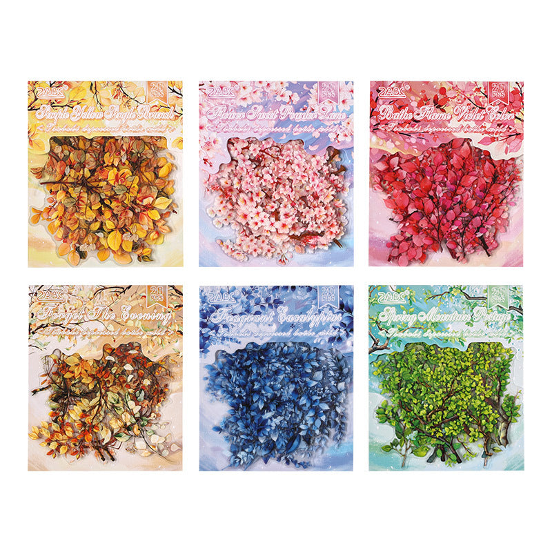Chunyu Muye Transparent Waterproof PET Sticker Pack, DIY Decoration Stickers for Bullet Journals and Diaries, Cross-border Plant and Flower Stickers