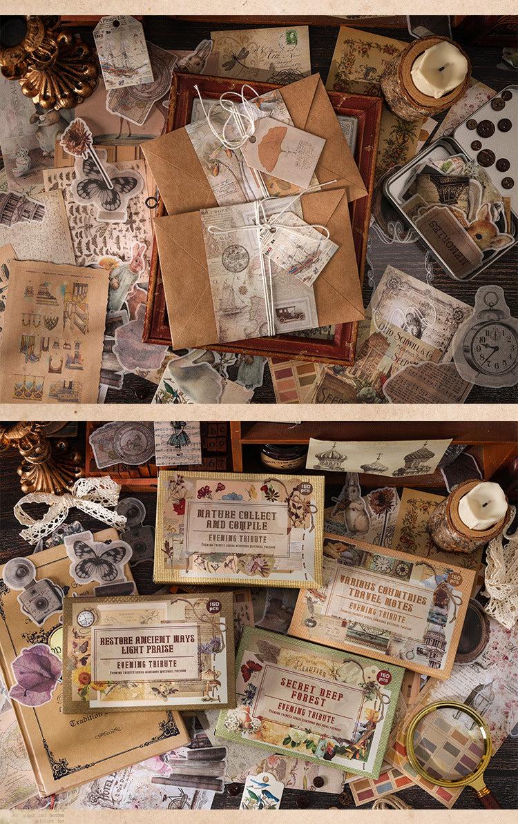 Dusk Ode Series American Retro Decorative Material Paper, DIY Handmade Journaling, Sticky Note, Collage Card, Non-adhesive Sticky Note Paper