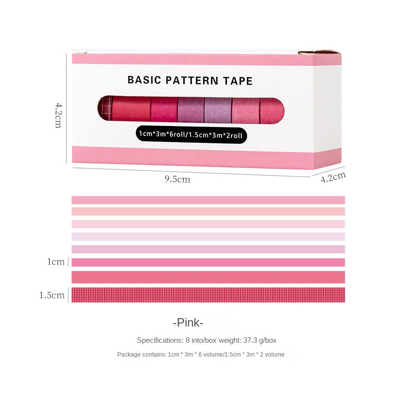 Basic Handmade Journal Boxed Washi Tape. Ins-style Salty Aesthetic, Rainbow, Retro-colored Grid Tape. DIY Handwritten Tape