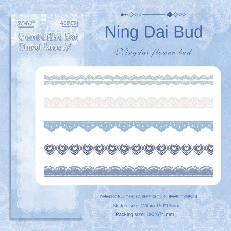 Bud Dream Transparent Waterproof PET Lace Border Stickers. DIY Handmade Journal and Diary Decoration Materials. Cross-border Handmade Journal Stickers