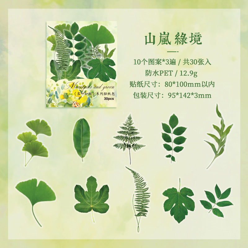 Autumn Signaled by Falling Leaves Waterproof PET Transparent Handmade Journal Sticker Pack. DIY Handmade Journal Plant Material, Children's Stickers, and Leaf Stickers