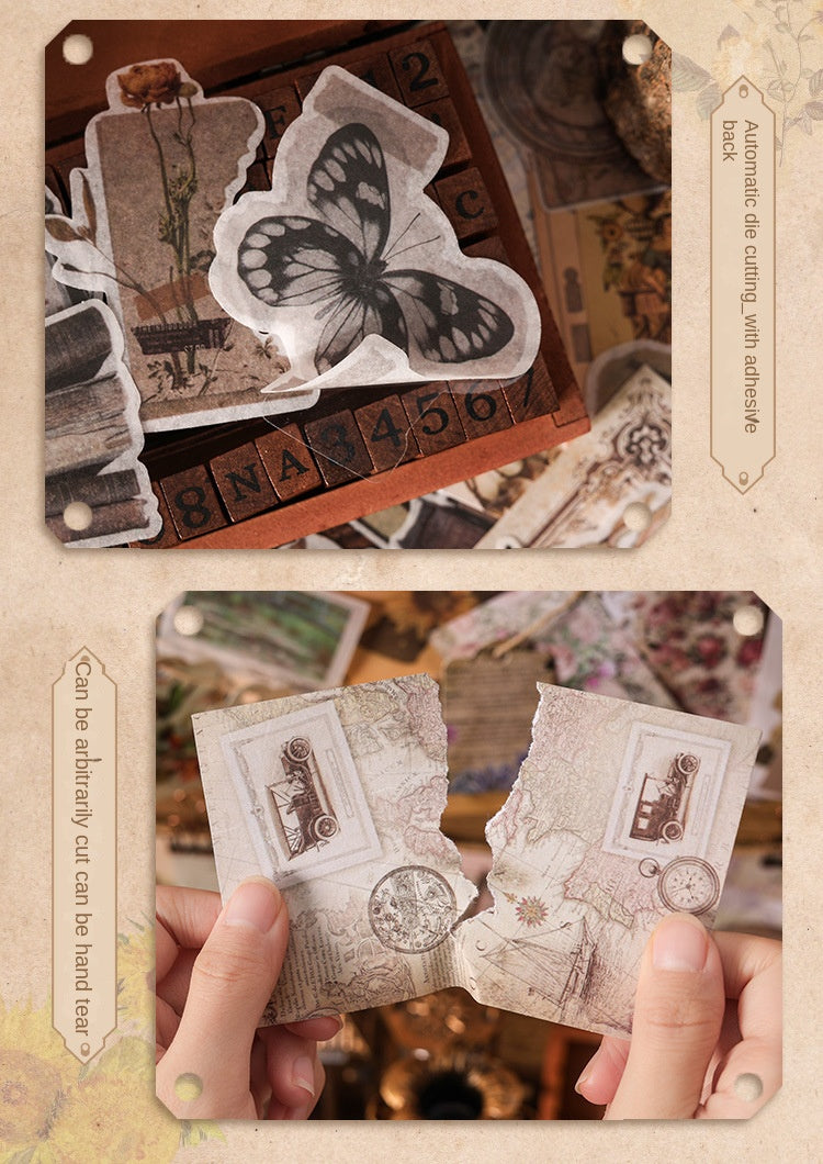 Dusk Ode Series American Retro Decorative Material Paper, DIY Handmade Journaling, Sticky Note, Collage Card, Non-adhesive Sticky Note Paper