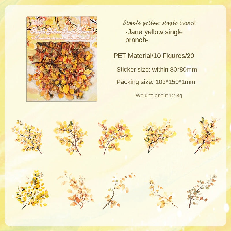 Chunyu Muye Transparent Waterproof PET Sticker Pack, DIY Decoration Stickers for Bullet Journals and Diaries, Cross-border Plant and Flower Stickers