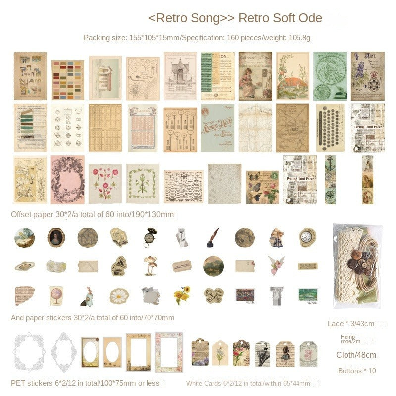 Dusk Ode Series American Retro Decorative Material Paper, DIY Handmade Journaling, Sticky Note, Collage Card, Non-adhesive Sticky Note Paper