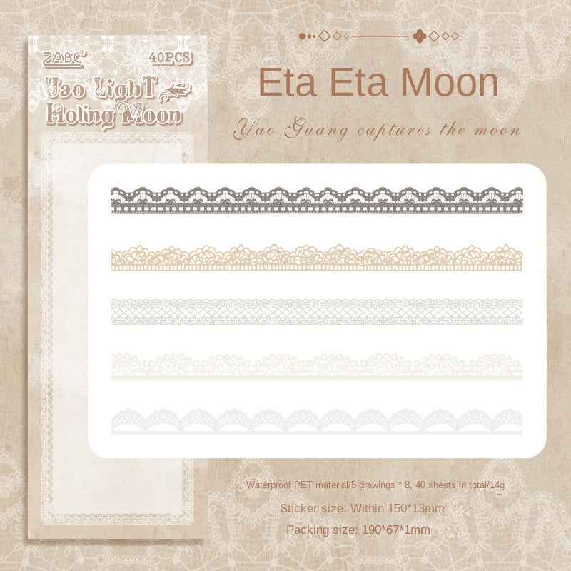Bud Dream Transparent Waterproof PET Lace Border Stickers. DIY Handmade Journal and Diary Decoration Materials. Cross-border Handmade Journal Stickers