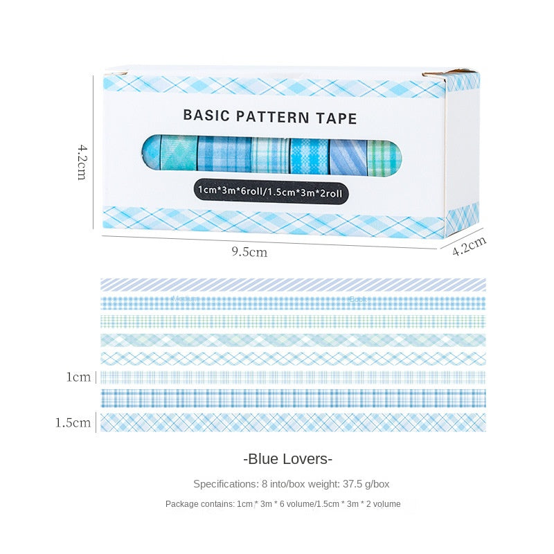 Basic Handmade Journal Boxed Washi Tape. Ins-style Salty Aesthetic, Rainbow, Retro-colored Grid Tape. DIY Handwritten Tape