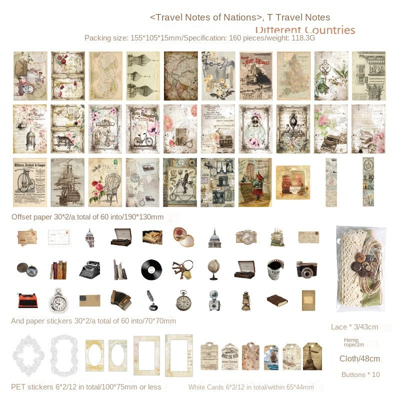 Dusk Ode Series American Retro Decorative Material Paper, DIY Handmade Journaling, Sticky Note, Collage Card, Non-adhesive Sticky Note Paper