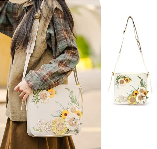 Sunflower Language - Designer Original Handmade Trendy Bags. Stylish and fashionable handbags that can be carried by hand, worn over the shoulder or crossbody. They are versatile and suitable for girl