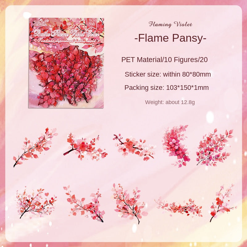 Chunyu Muye Transparent Waterproof PET Sticker Pack, DIY Decoration Stickers for Bullet Journals and Diaries, Cross-border Plant and Flower Stickers