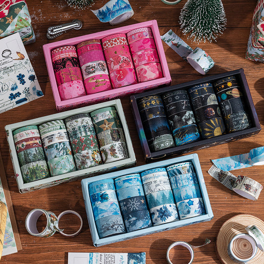 Boxed Washi Tape, Christmas-themed Tape, Valentine's Day-themed Tape, Starry Sky-themed Tape, Winter Love Song-themed Tape, DIY Gold Foil Stamping Tape