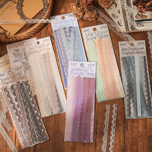 Bud Dream Transparent Waterproof PET Lace Border Stickers. DIY Handmade Journal and Diary Decoration Materials. Cross-border Handmade Journal Stickers